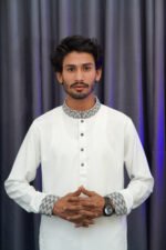 Premium Magnet Fabric Panjabi with Elegant Embroidery White