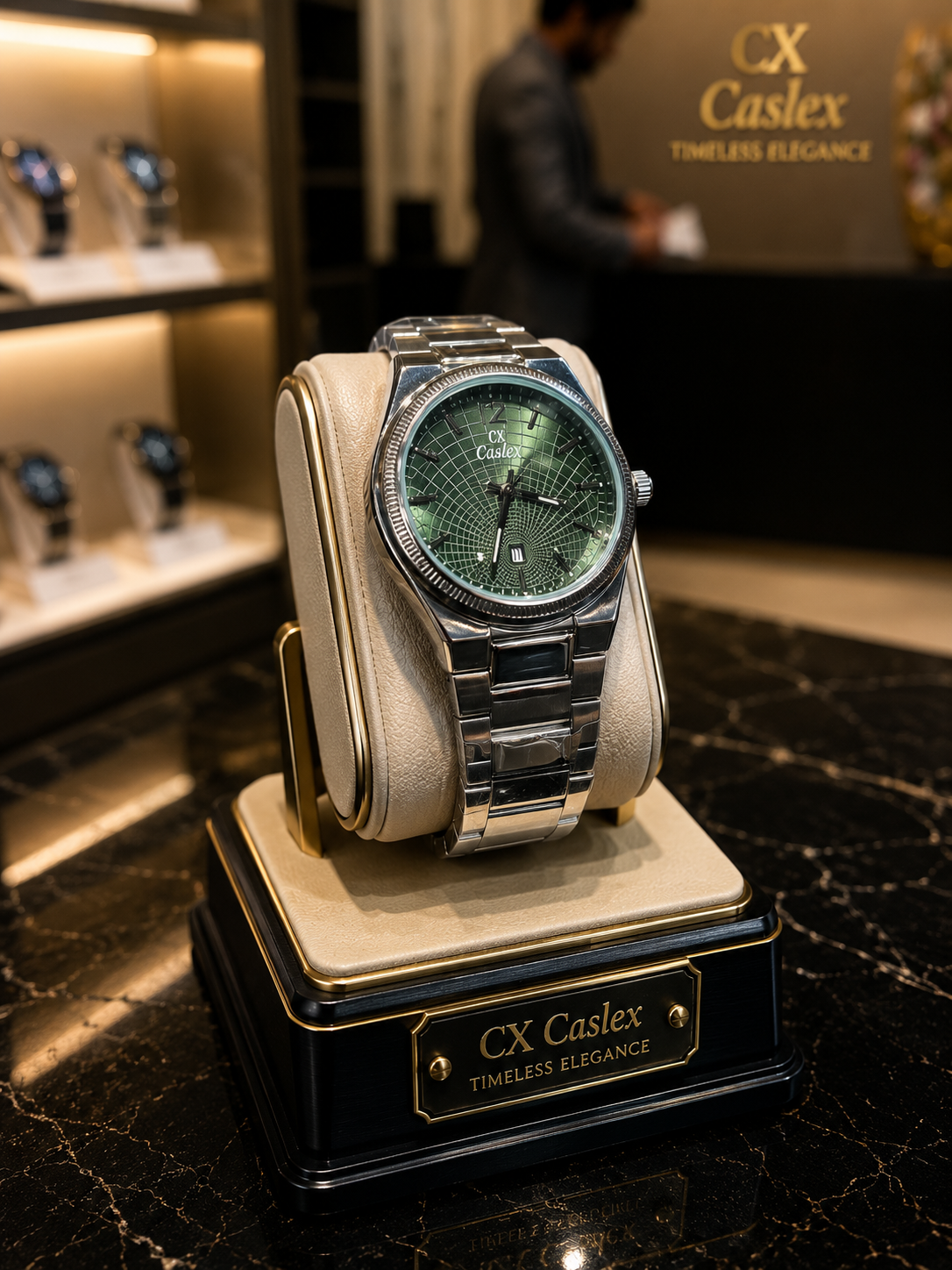 ChatGPT Image Jun 18, 2026, 12_36_19 PM Caslex Premium Men's Green Dial Quartz Watch - Image 1