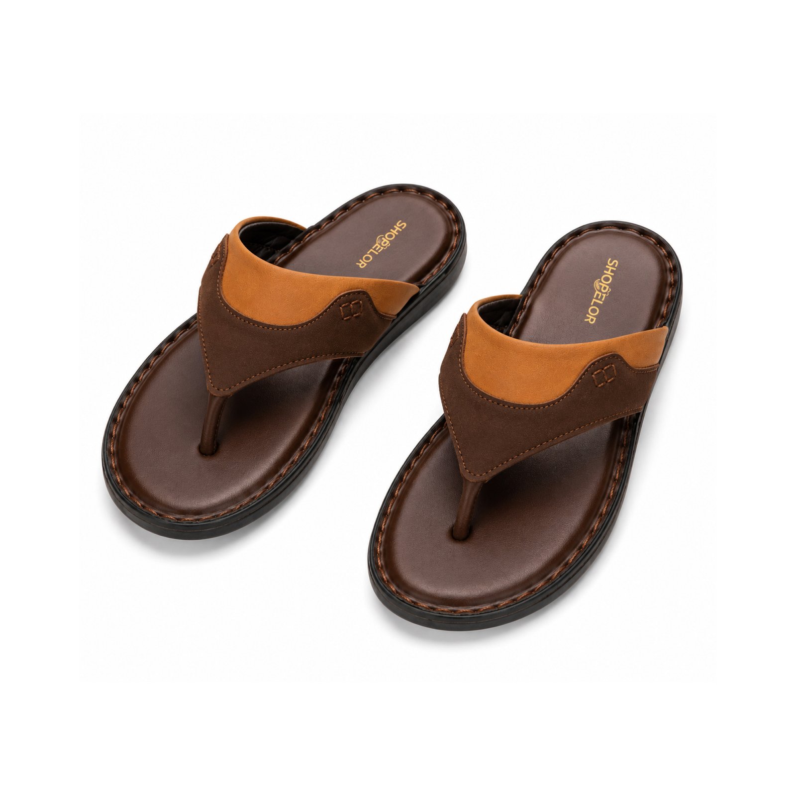 CODE_ 411-1 Genuine Leather Men's Flip Flop Sandal - Image 1