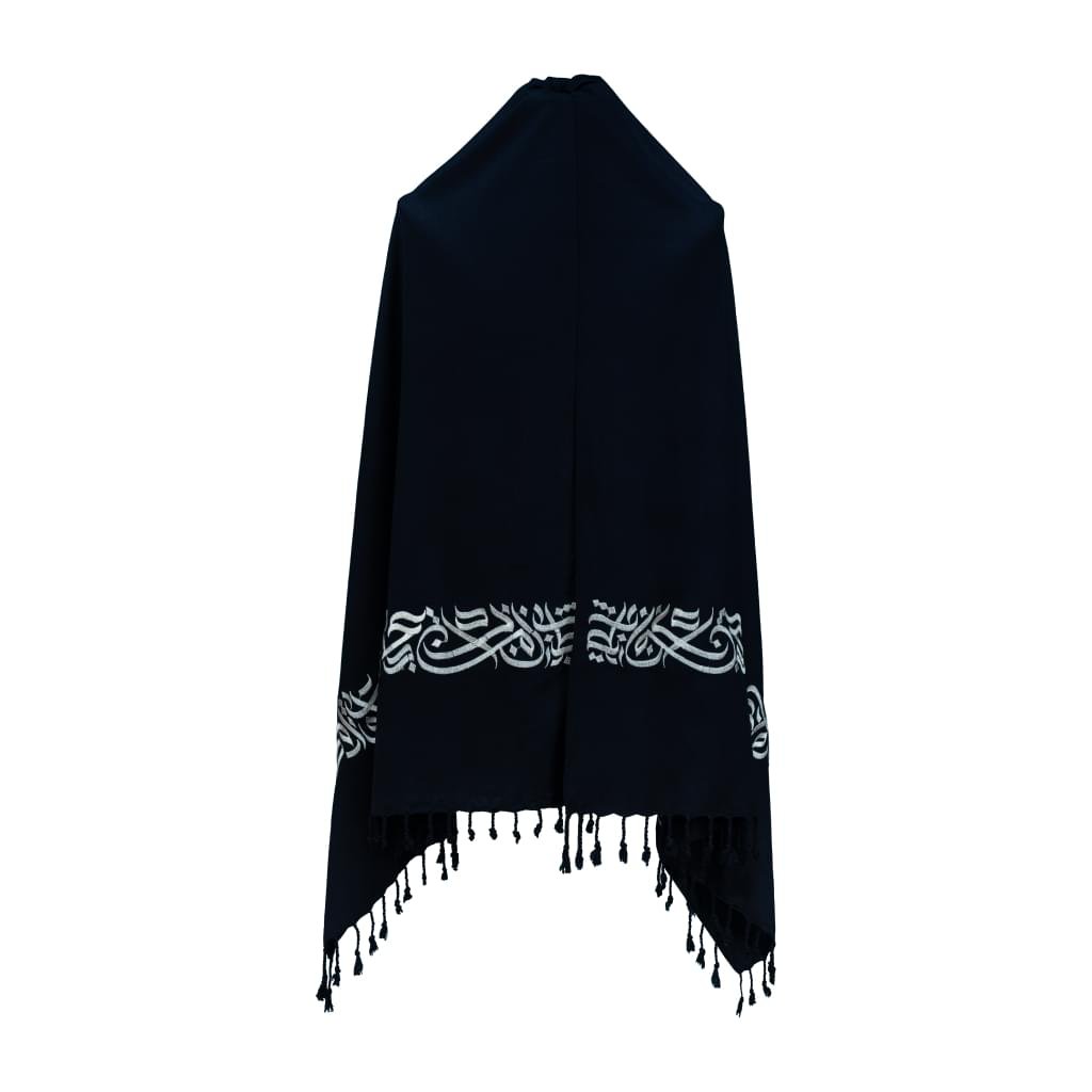 Embroidery Kaligrafi Art Shawls navy blue - Image 2