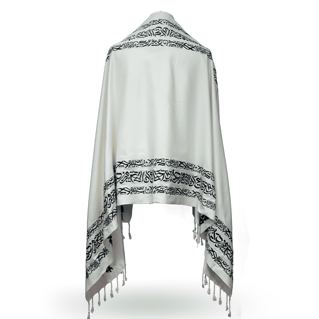 Embroidery Kaligrafi Art Shawls white - Image 4